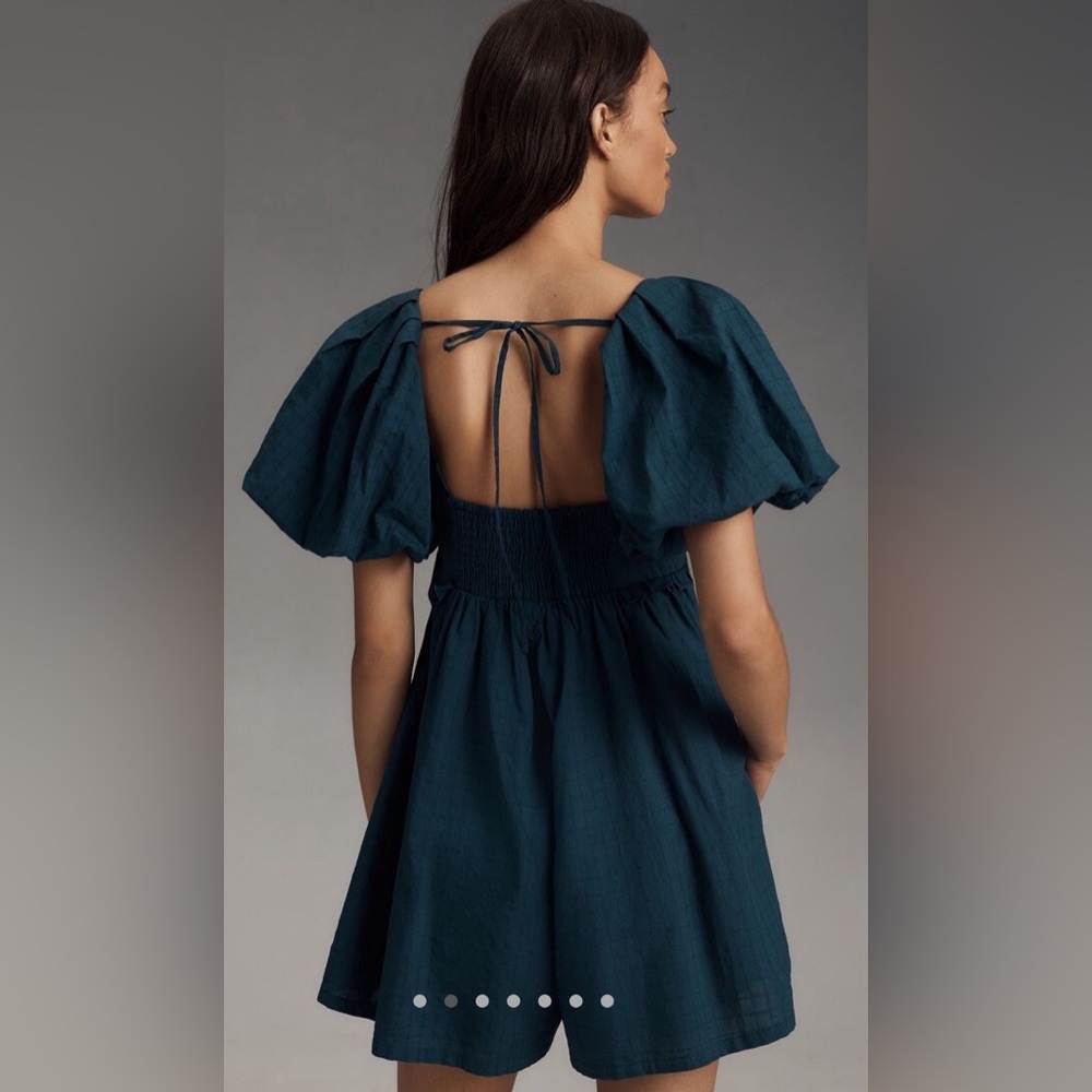 Pilcro Puff Sleeve Dark Teal Romper - Picture 3 of 14